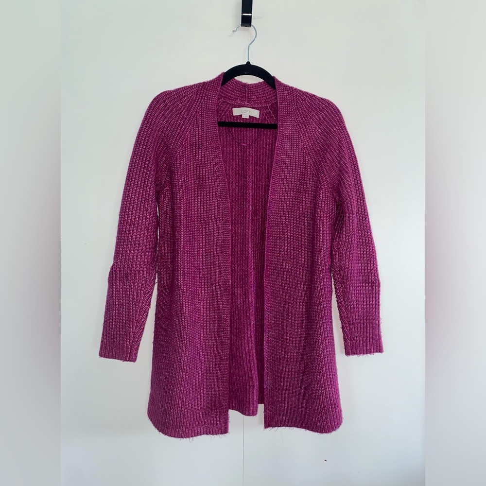 Loft Berry-Colored Soft Thick Cardigan Size XS